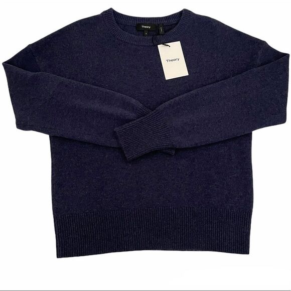 Theory Drop Shoulder Cashmere Sweater Denim Blue Size Small - Picture 1 of 7